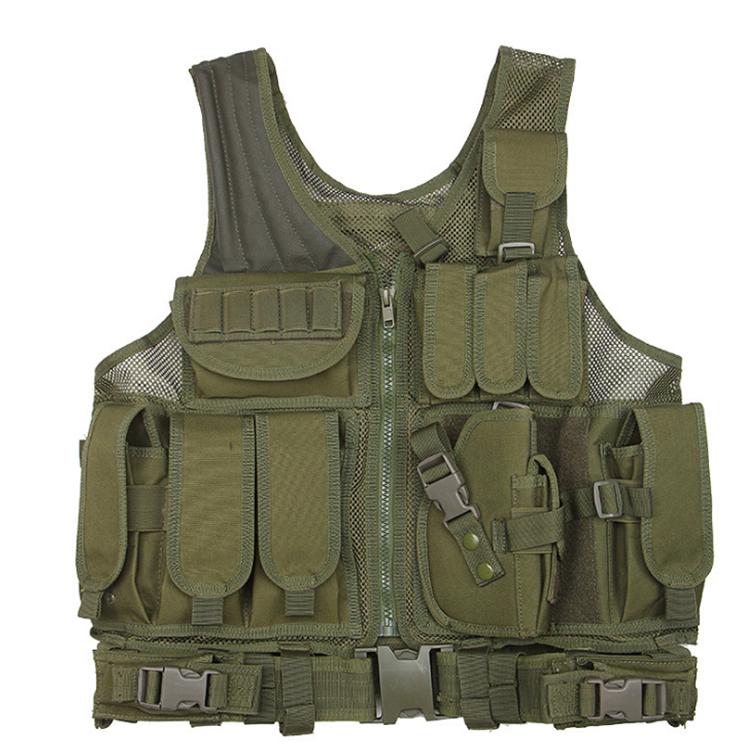 Breathable Military Training Green Mesh Molle Tactical Vest for Outdoor Hunting