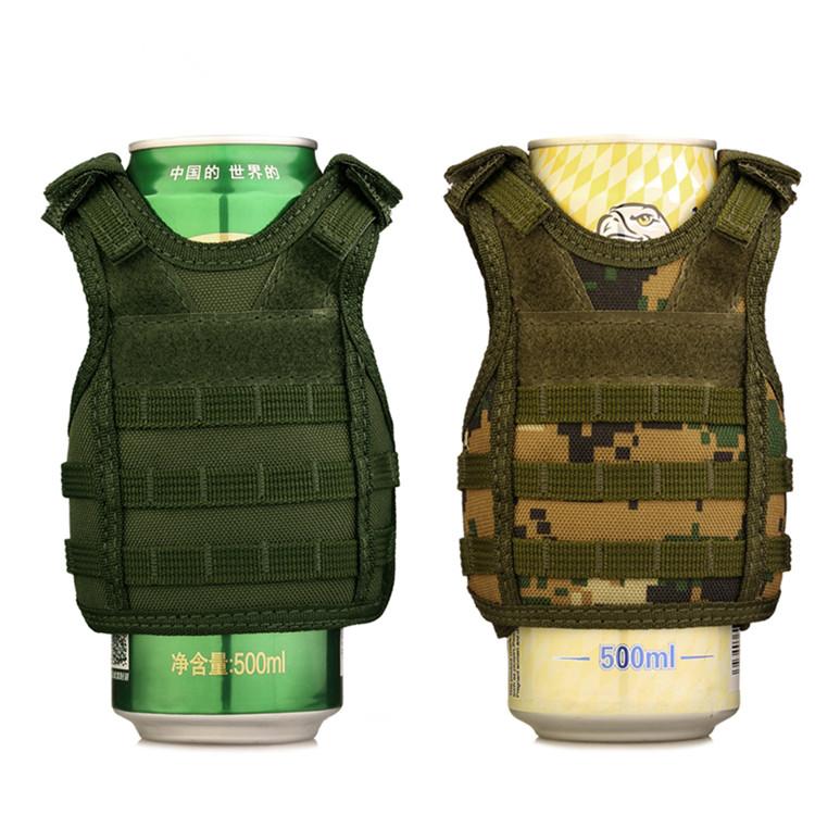 Tactical Miniature Vest Molle Adjustable Beverage Holder for 12oz or 16oz Cans or Bottles