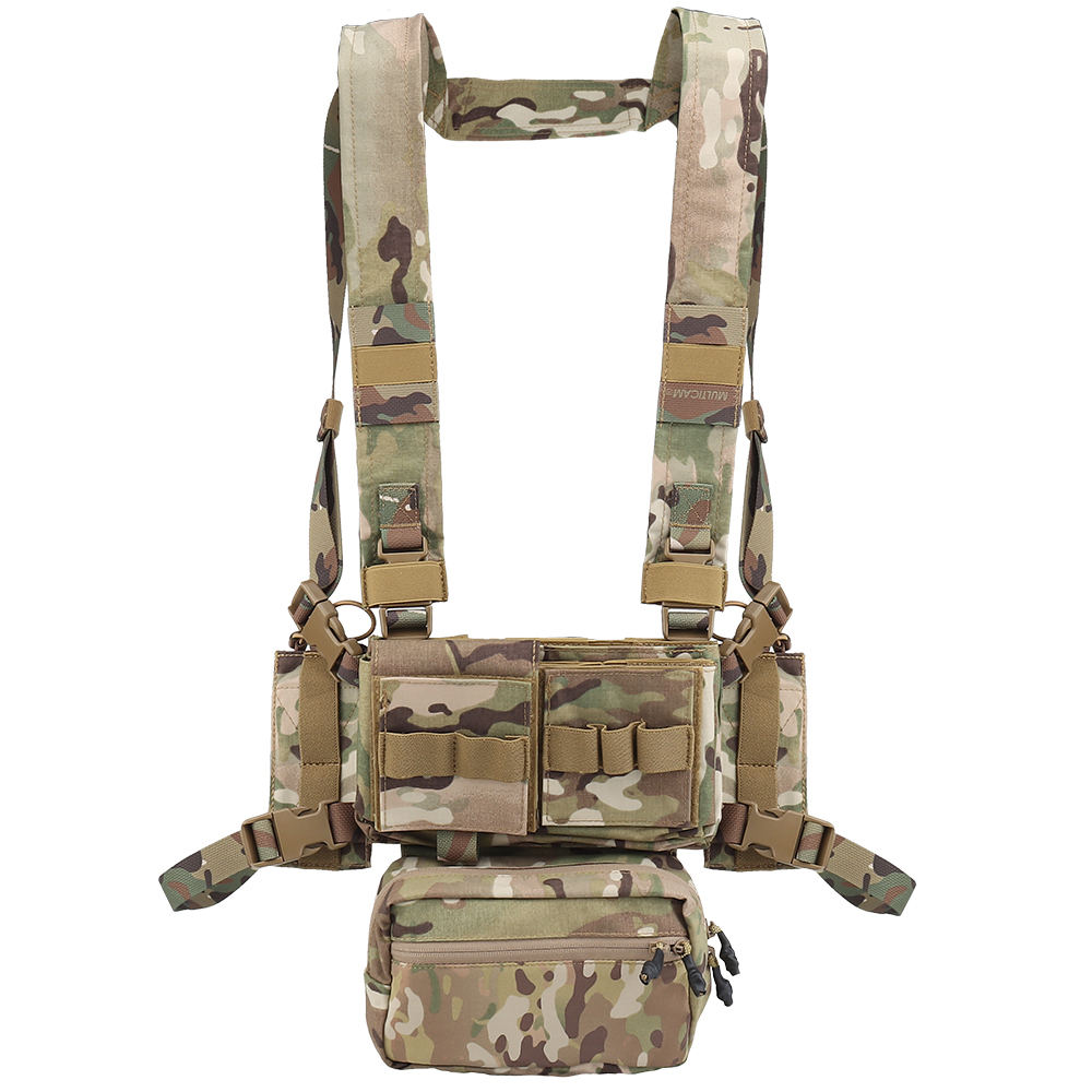 VE-70 - Multi-functional Tactical Vest Set with Modular Large Storage Pockets and Camouflage MK3 Tactical Chest Harness