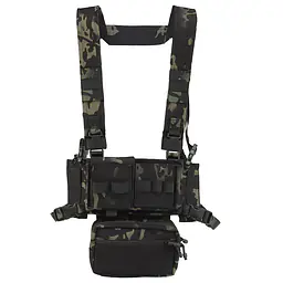 VE-70 - Multi-functional Tactical Vest Set with Modular Large Storage Pockets and Camouflage MK3 Tactical Chest Harness 2